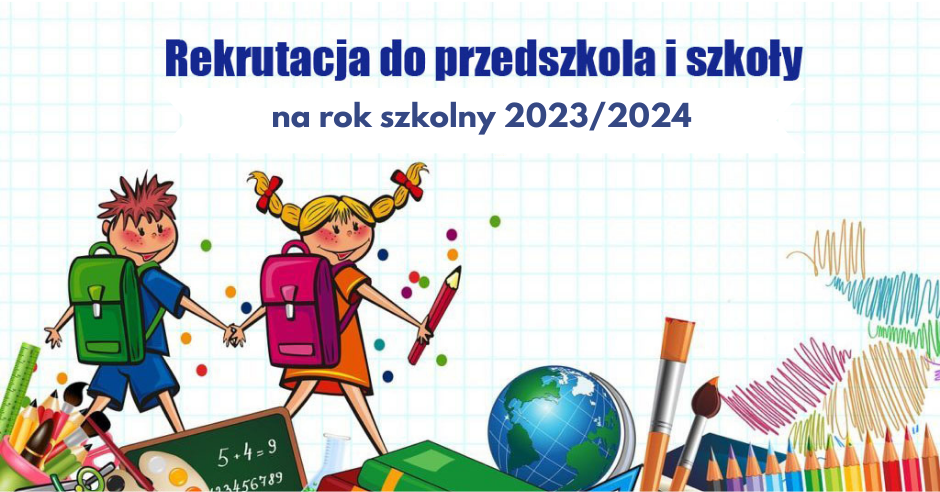 Baner rekrytacja na rok szkolny, chłopiec i dziewczynka idą do szkoły.